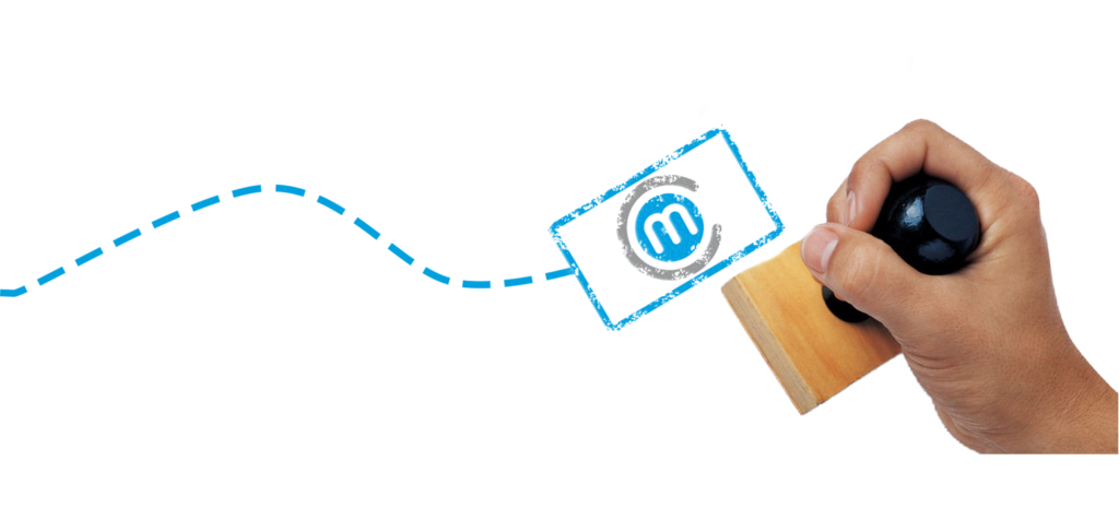 A hand stamping the Mobiclicks logo